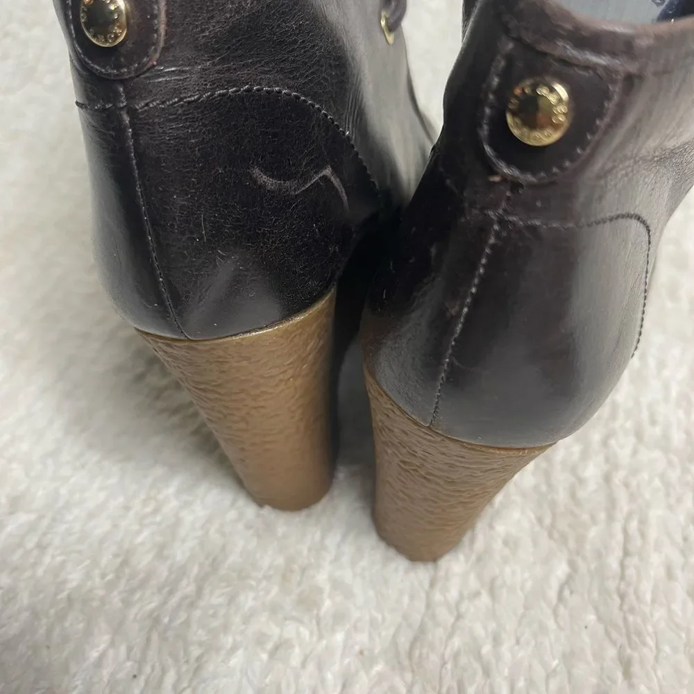 Michael Kors Dark Brown Leather Wedge ankle lace upBoots SZ7M